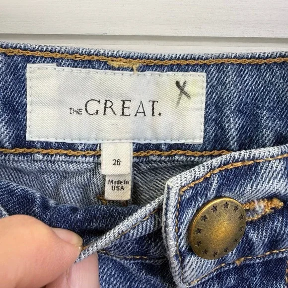 THE GREAT. The Slouch Taper Jean Raw Hem WOMEN 26 Made in USA CANOPY 100% COTTON - Picture 4 of 13